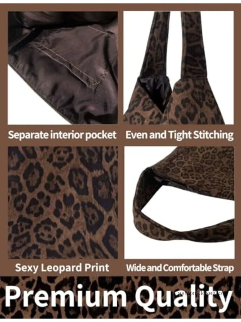 Leopard Print Hobo Tote Bag Suede Shoulder Bag for Work Travel